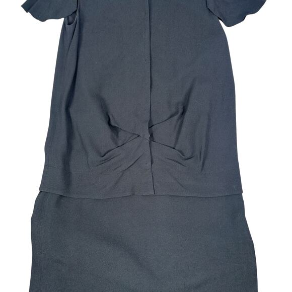 Maje Mini Dress Womens 36 Black Cap Sleeves Round Neck Casual Front Twist Detail - Picture 6 of 9